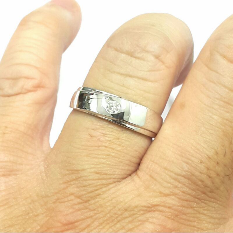 แหวนทองคำขาว9kเพชรแท้เกสร