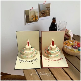 พร้อมส่ง🎁🎁การ์ดอวยพรวันเกิดแบบสามมิติรูปเค้กก้อนใหญ่โตๆ ใช้สำหรับอวยพรวันเกิด