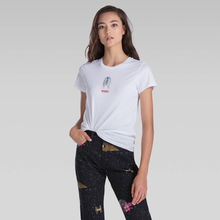 เสื้อยืดหญิง LEVIS ® - Star Wars™ x LEVIS ® เสื้อยืด Perfect Graphic Tee- R2D2 Women T-shirt White color สินค้าลิขสิทธ