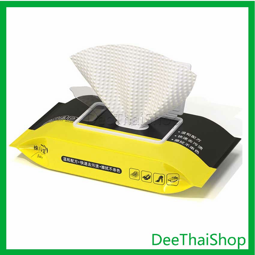 Dee Thai แผ่นเช็ดเคลือบเงารองเท้า ทิชชูเปียกเช็ด ขจัดสิ่งสกปรก เคลือบให้รอเท้าดูเงางาม Shoe wipes