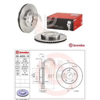 09 A303 10 จานเบรค ล้อ F (ยี่ห้อ BREMBO) รุ่น Std MITSUBISHI Triton 2.5 4x2 ปี2005-2014