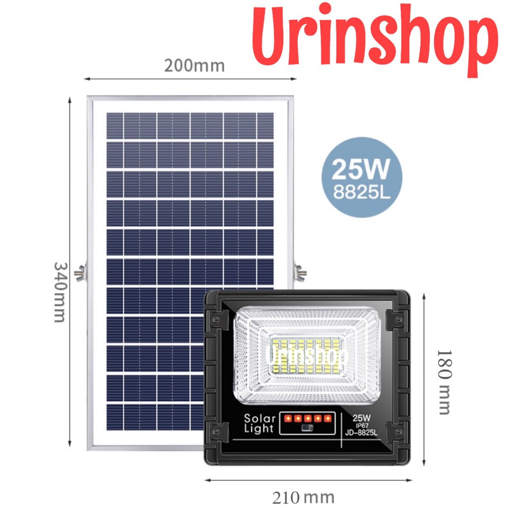 ไฟโซล่าเซลล์ JD แท้  25W JD-8825L โคมไฟสปอร์ตไลท์ 72 LED เกรดพรีเมี่ยม (รับประกัน 1 ปี)