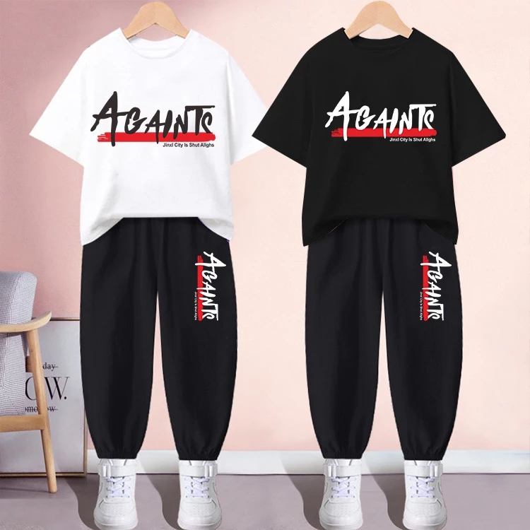 #H217+K217Bชุดเซ็ทเด็กเสื้อยืด+กางเกงขายาว ใส่ได้ทั้งเด็กชายและเด็กหญิง ลายสวยแฟชั่งนานาชาติ