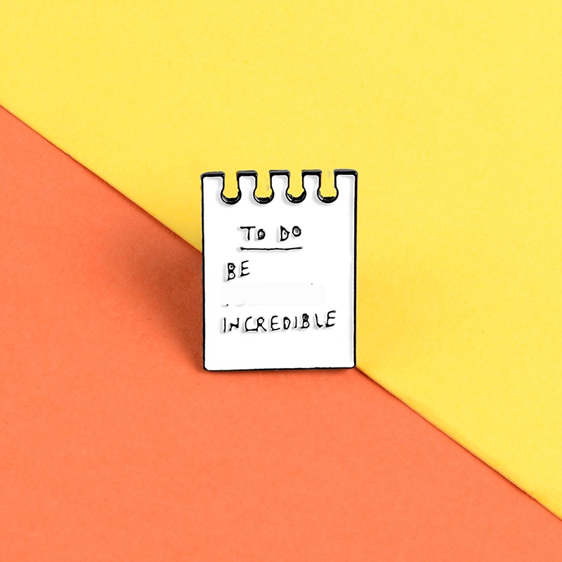 White Note Pin Quote Rude Words Ticket Pins and Brooches Daily Plan