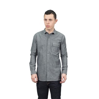 Han&amp;Co.FT.Work Shirt Long Sleeve-Dark Grey เสื้อเชิ้ตแขนยาวสีDark Grey(สีเทาเข้ม)