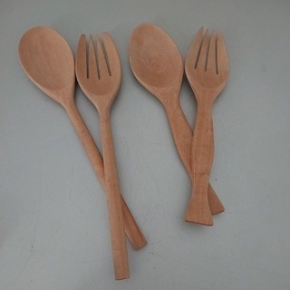 ทัพพีคู่ทำอาหาร (27-32cm) Spoon and fork set wood, kitchen