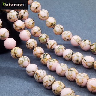 Pink Shell Turquoise Bead สีชมพูเปลือกลูกปัดสีเขียวขุ่น 4-12 มิลลิเมตรรอบธรรมชาติหลวมหินลูกปัด Diy สำหรับสร้อยข้อมือ