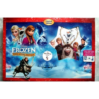 📀 DVD FROZEN  SING - ALONG SPECIAL BOXSET + T-SHIRT เด็ก 👕 (ขนาดรอบอก 32") + POSTCARD SET 5 ลาย ข้างใน