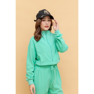 SuperD  เซทชุดวอร์ม จั๊มสูทขายาว พร้อมสายรัด สวมใส่ง่ายAll in One Casual Jumpsuit Code : 9831 [Green]