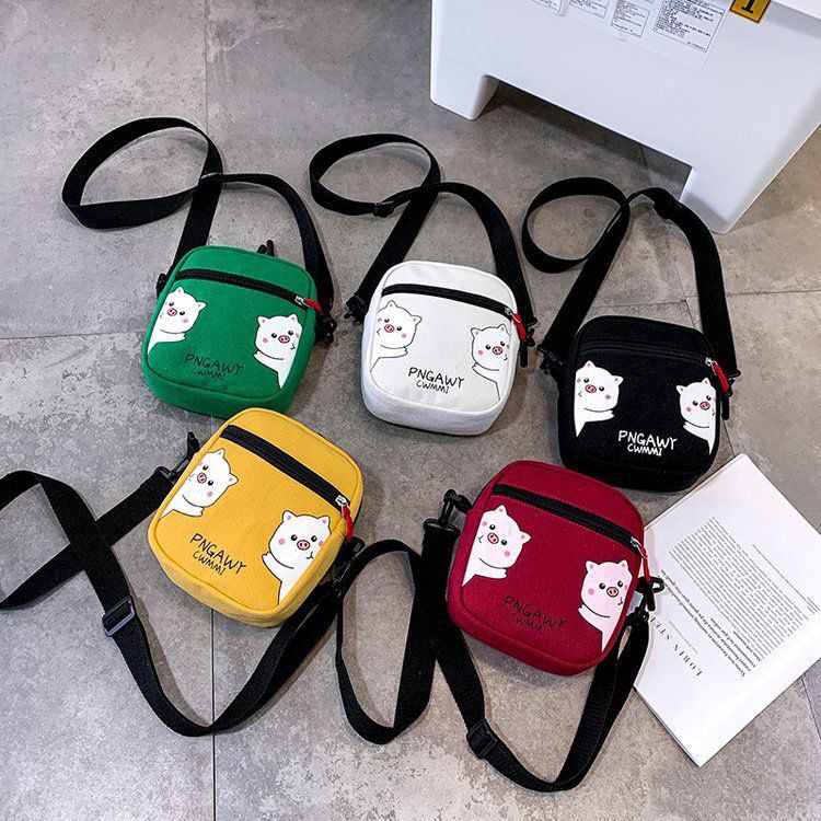 P005 พร้อมส่งกระเป๋าแคนวาส สะพายข้าง zhu มีลาย5สี ราคาถูก Shopee Lazada
