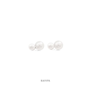 RAVIPA - Mini Double Pearl Earring - ต่างหูมุกน้ำจืดแท้