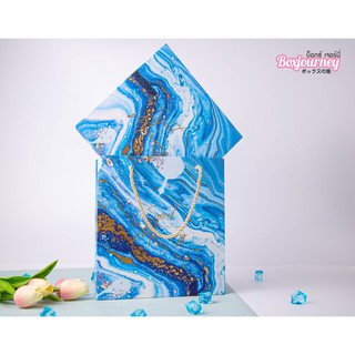 Boxjourney เซ็ทกล่อง+ถุงกระดาษสีฟ้า(แบบฝาครอบ)  (5 ใบ/แพ็ค)