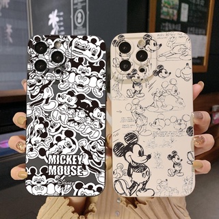 เคสป้องกันโทรศัพท์มือถือ ขอบสี่เหลี่ยม ลายมิกกี้เมาส์ สําหรับ iPhone 14 Plus 13 Pro Max 12 iPhone 11 XR 8 7 SE 2022