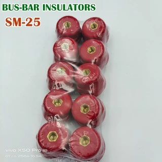 SM-25 ลูกถ้วยฉนวนแดง BUS-BAR INSULATORS แพ็คละ 20ชิ้น แถมน็อตฟรี