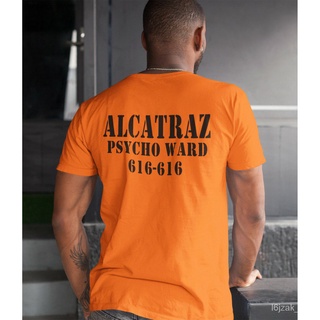 เสื้อยืดผ้าฝ้ายพิมพ์ลาย Alcatraz Halloween T-Shirt Costume Prison Psycho Ward Mens Top High Quality