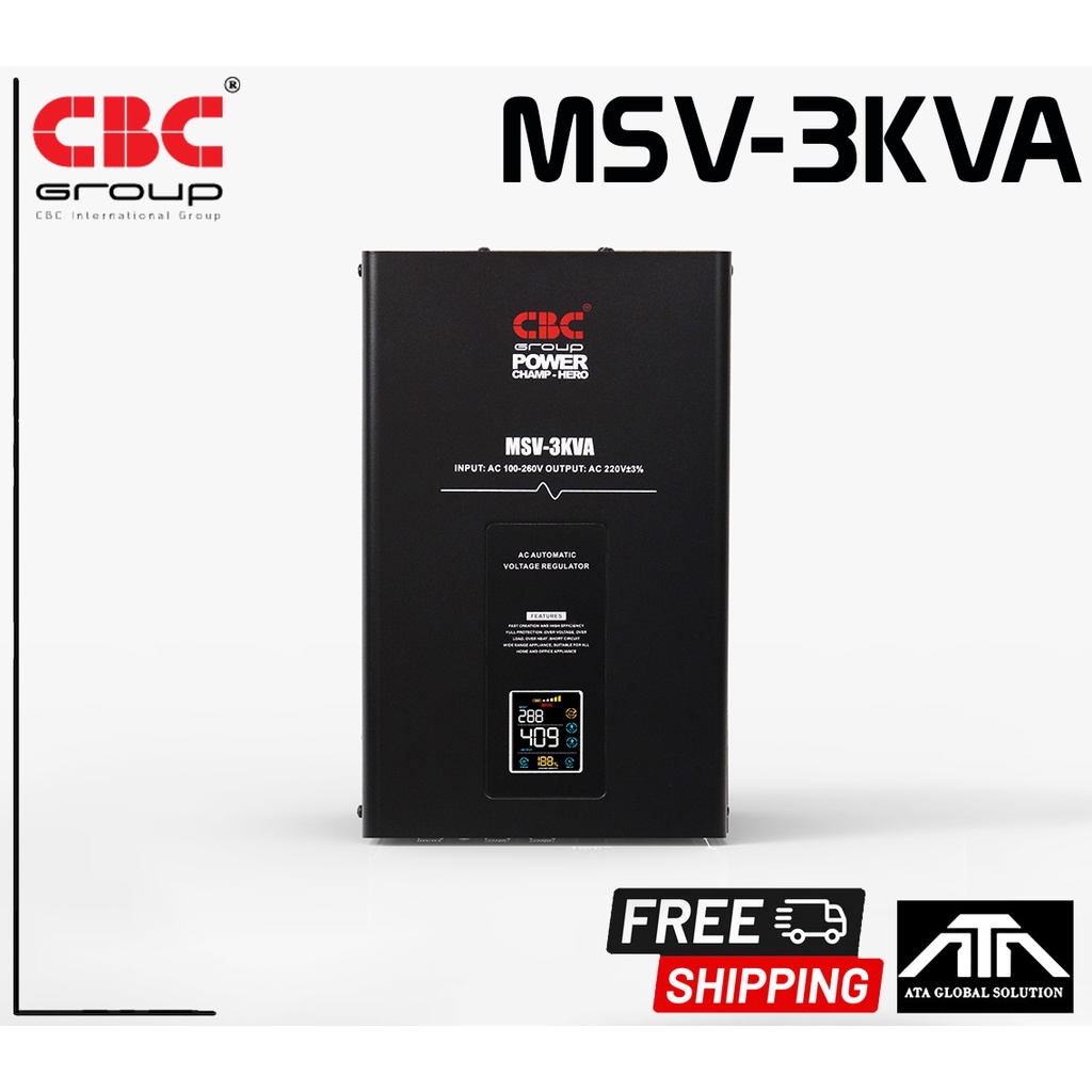 เครื่องปรับแรงดันไฟฟ้าอัตโนมัติ CBC MSV-3KVA สามารถรองรับแรงดันไฟขาเข้าได้ 100-260 โวลท์ CBC MSV-3KVA