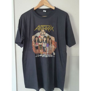 เสื้อยืดผ้าฝ้ายพิมพ์ลายแฟชั่นAnthrax T-shirt เสื้อยืด