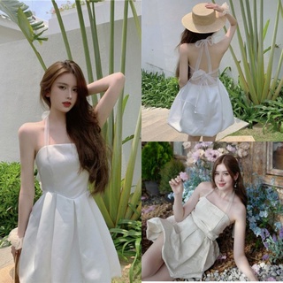 เดรสสายเดี่ยวคล้องคอเว้าหลัง✨Fairy Dress✨ผูกโบว์ด้านหลังน่ารักมาก