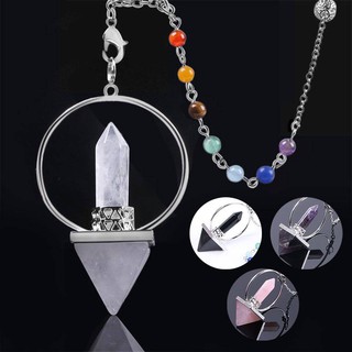 Reiki Healing 7 Chakra Natural Stone Pendulum For Dowsing Hexagonal Prism Pyramid Pink Crystal Obsidian Wicca Pendants