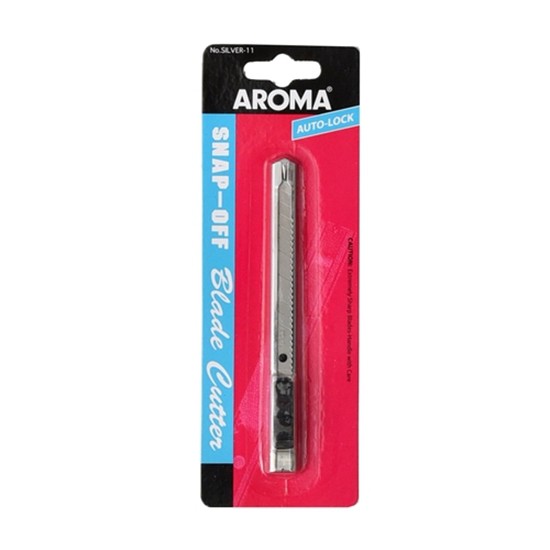 อโรม่า AROMA Silver-11 - อีซี่ Diloko มีดคัตเตอร์ 30 45 องศา ขนาด 9 มม. พกพาสะดวก สแตนเลสแท้ ตัดกระดาษ ตัดสติกเกอร์ เบา