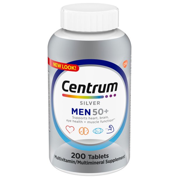 โฉมใหม่ เซ็นทรัม ซิลเวอร์ วิตามิน ผู้ชาย อายุมากกว่า 50 ปี 200 เม็ด Centrum Silver Men Multivitamins 50+