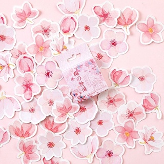 45pcs/box Sakura Diary Sticker, Photo Album Decoration Sticker, Sealing Sticker DIY Decoration Diary Stationery Sticker