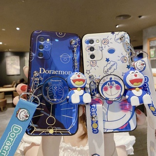 Strap เคสโทรศัพท์ ซัมซุง Samsung A03S เคสพร้อมที่วางโทรศัพท์ ลายโดเรมอนน่ารักๆ สายสะพายหลัง เคส ซัมซุง Samsung Galaxy A03S เคสซิลิโคนนิ่ม Case