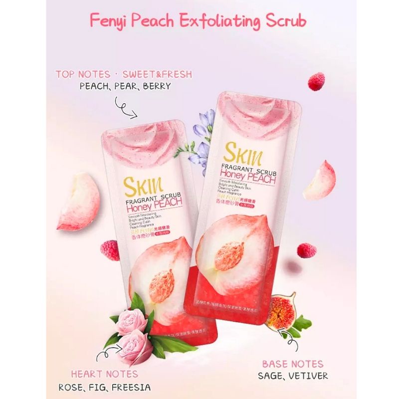 🍑 สครับ สครับขัดผิว ยิ่งขัดยิ่งขาว peach scrub 《สครับพีช》ผิวกระจ่างใส ลดรอยดำ ขนาด 3ml. [ 1ซอง ]