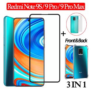 (3 in 1) xiaomi redmi note 9s note 9pro max ฟิล์มกระจกนิรภัยกันกระแทก+หลัง