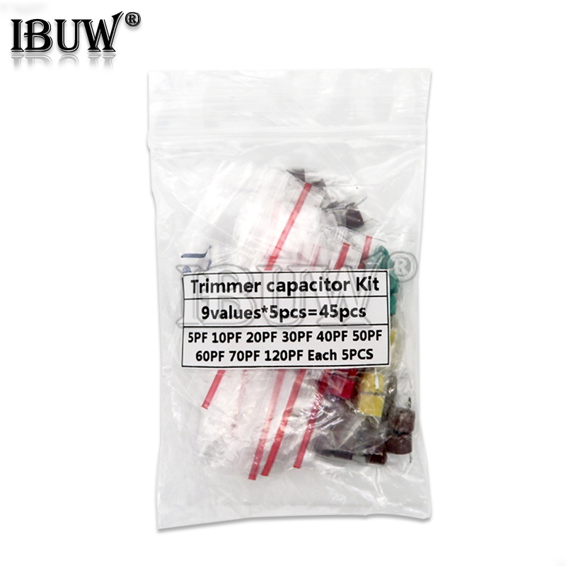 45pcs Variable Trimmer capacitor ชุดสารพัน JML06 5pf 10pf 20pf 30pf 40pf 50pf 60pf 70pf 120pf ตัวเก็