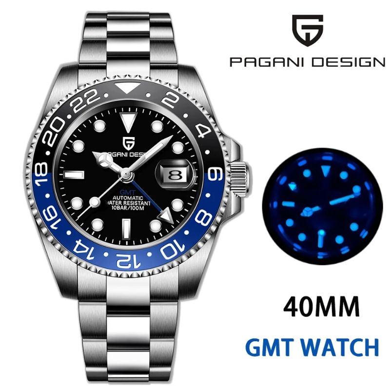 🇹🇭มสต็อกในประเทศไทย🇹🇭 Pagani Design 1662 GMT Automatic Mechanical, Sapphire glass, Waterproof 100m