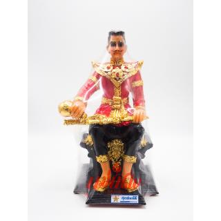 พระนเรศวร นั่งบัลลังก์ สีแดง รุ่นพิมพ์ 7 นิ้ว ความสูง 10.5 นิ้ว ฐานกว้าง 6 นิ้ว