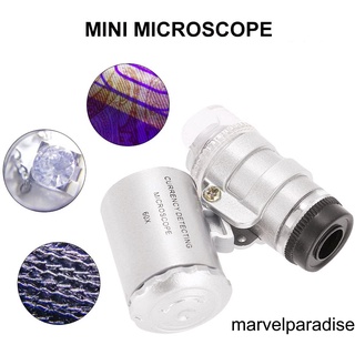 60X Handheld Magnifying Glass Mini Pocket Microscope Loupe UV Currency Detector Jeweler Magnifier With LED Light