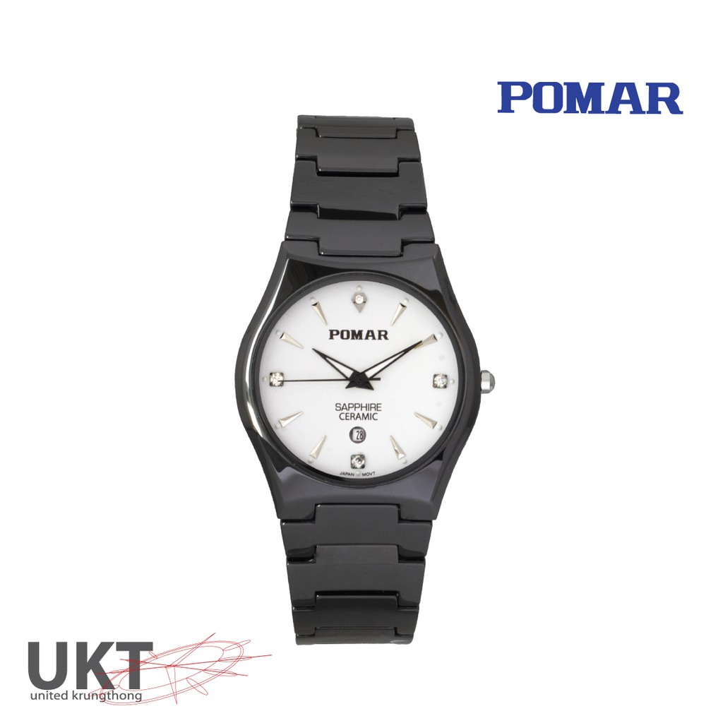 POMAR รุ่น PM77001B02 หน้าขาวเข็มดำ นาฬิกา สำหรับผู้ชาย