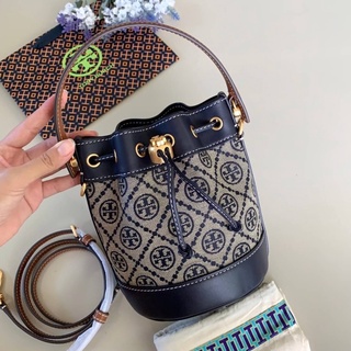 ✴️แท้ 💯% TORY BURCH T MONOGRAM JACQUARD MINI BUCKET 80534