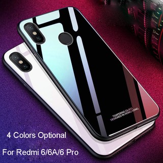 เคสสําหรับ redmi 6/6a/6 pro/xiaomi mi a2 lite กระจกนิรภัย+tpu เคสโทรศัพท์