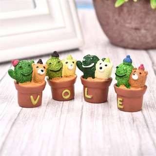 (1 Set 4 ชิ้น)Horizon DIY ต้นกระบองเพชรจิ๋วการ์ตูนในกระถาง 4 สไตล์  Lifelike Mini Artificial Fleshy Cactus Plant  Model