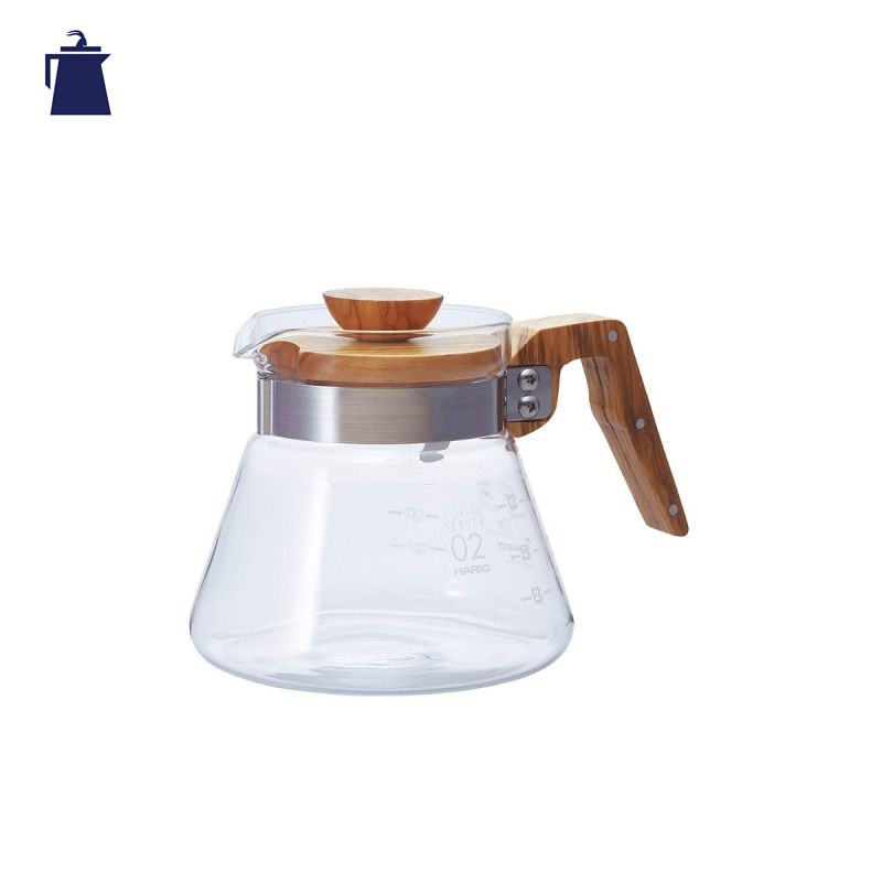 Hario server 02 600 ml / เซิร์ฟเวอร์ Hario 02 600 ml / HARIO(085)Coffee Server 600 Olive Wood/VCWN-6