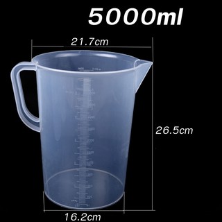 ขนาด5000ml(5ลิตร)บีกเกอร์พลาสติกแบบหูจับทนความร้อนทนกรดทนด่าง