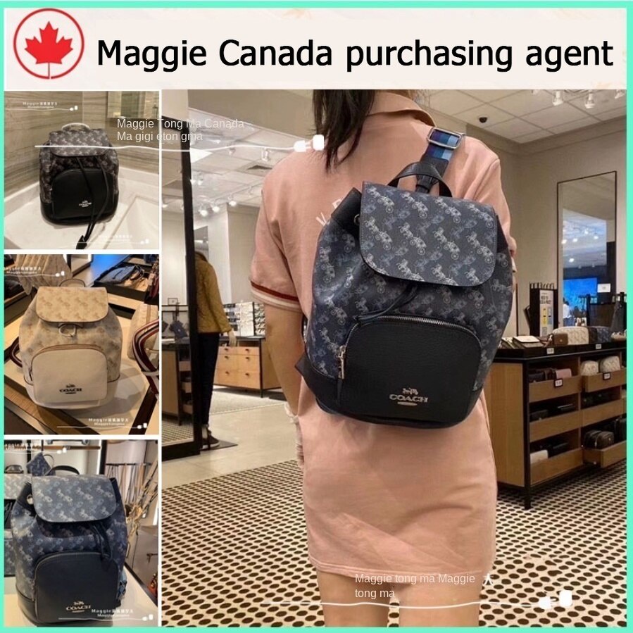 #Maggie Canada# ของแท้ 100% Coach 91110 กระเป๋าเป้สะพายหลัง JES พร้อมกระเป๋าผู้หญิงพิมพ์ลายม้าและรถม้า