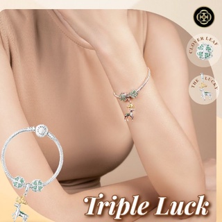 สร้อยข้อมือชาร์ม จี้กวางเผือกและคลิปใบ clover นำโชค CHEEVITWUFU Charm Bracelet Triple Luck Collection : 4-Leaf Clover