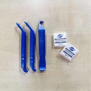 ที่งัดยาง(แบบพลาสติก) / แผ่นปะยาง(ไม่ต้องใช้กาว) ParkTool | ParkTool Tire Lever Set and Pre-glued super pad kit