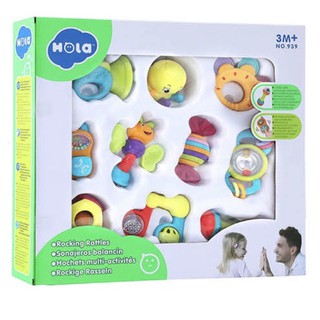 [ลดเพิ่ม 100.- RQK8R5NT] Hola ของเล่นเขย่า เสริมพัฒนาการ 10 ชิ้น Baby Rattles by Huile