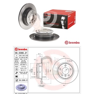 08 5366 21 จานเบรค ล้อ R (ยี่ห้อ BREMBO) รุ่น UV BMW ซีรี่ส์ 3 E36 E46 320i 325i ปี1990-2005