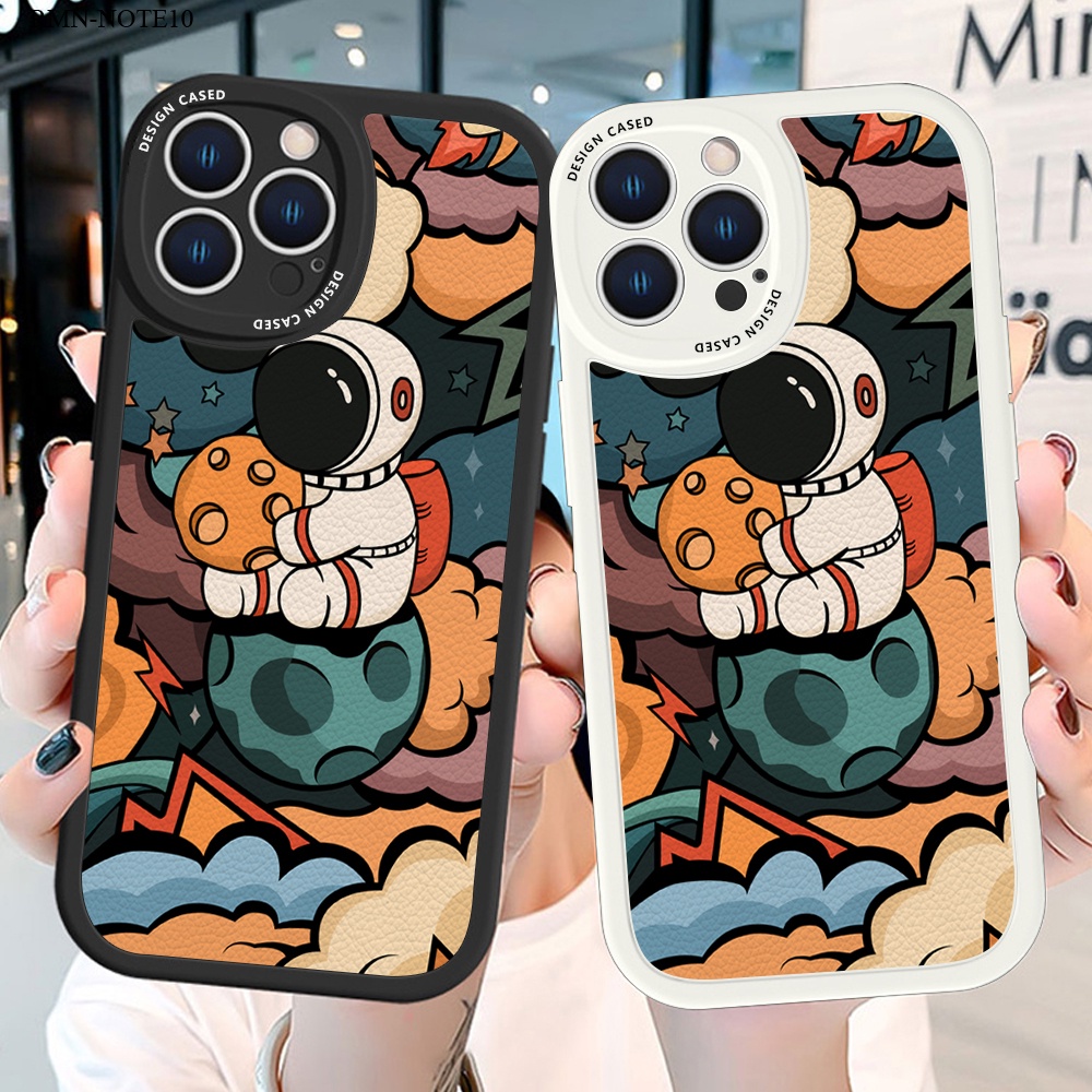 Xiaomi Redmi Note 10 10S 9 9S 8 7 Pro 5G สำหรับ Case NASA Astronaut เคสโทรศัพท์ Cover Lambskin Cases
