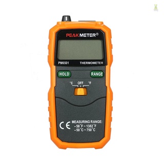 Flt PEAKMETER PM6501 เครื่องวัดอุณหภูมิดิจิทัล หน้าจอ LCD K Type พร้อมสายข้อมูล