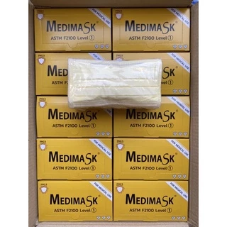 Medimask ASTM level 1 หน้ากากอนามัย 3ชั้น 50ชิ้นต่อกล่อง เกรดการแพทย์ ใช้ในโรงพยาบาล พร้อมส่ง