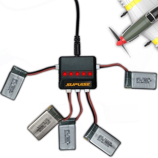 SUPUlSE Lipo ที่ชาร์จแบตเตอรี่ 5 in 1 DC 3.7V 1S 5 พอร์ต พร้อมไฟแสดงสถานะ LED ขนาดเล็ก USB For RC Plane RC Boat