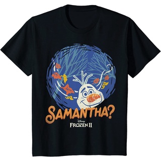 เสื้อยืดผ้าฝ้ายพรีเมี่ยม เสื้อยืด พิมพ์ลาย Disney Frozen 2 Olaf Samantha Circle Portrait