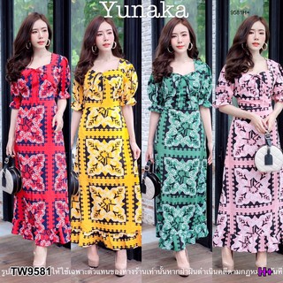 MaxiDress เดรสยาวแขนจั๊มระบายปลายแขนทรงแขนพองนิดๆ เหมือนแขนตุ๊กตา